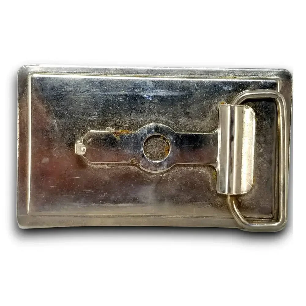 Vintage Blue Leather Belt Buckle Saw Blade Design Western Accessory‎ Gift - Picture 4 of 5